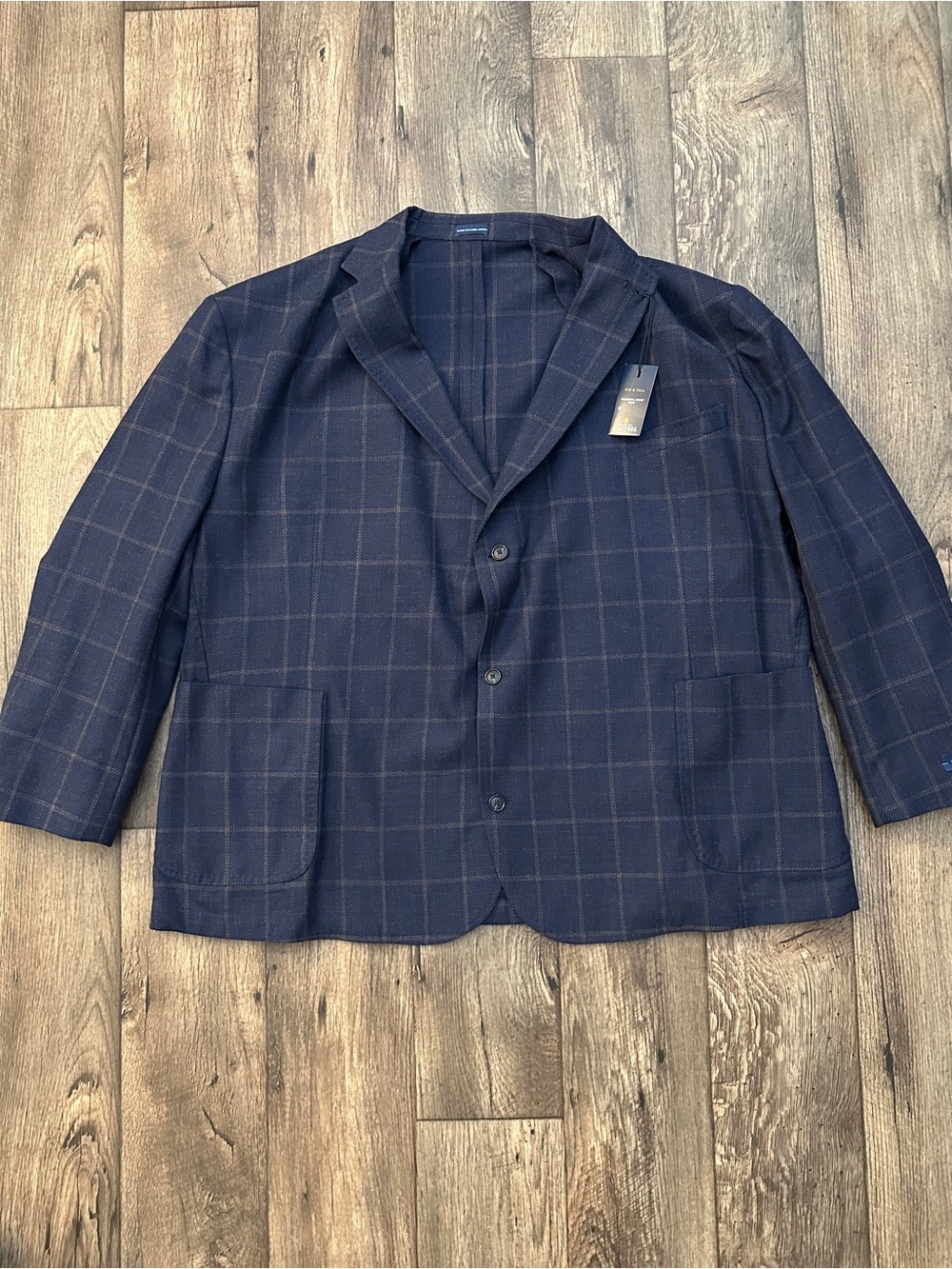 Stafford 60% Wool 40% Cotton Sport Coat Unlined Blazer Men 60 Big R Navy